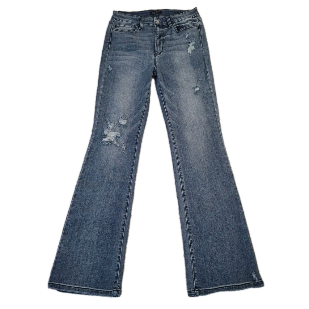 Judy Blue Womens Bootcut Jeans Size 11/30 Blue Medium Wash Distressed Stretch